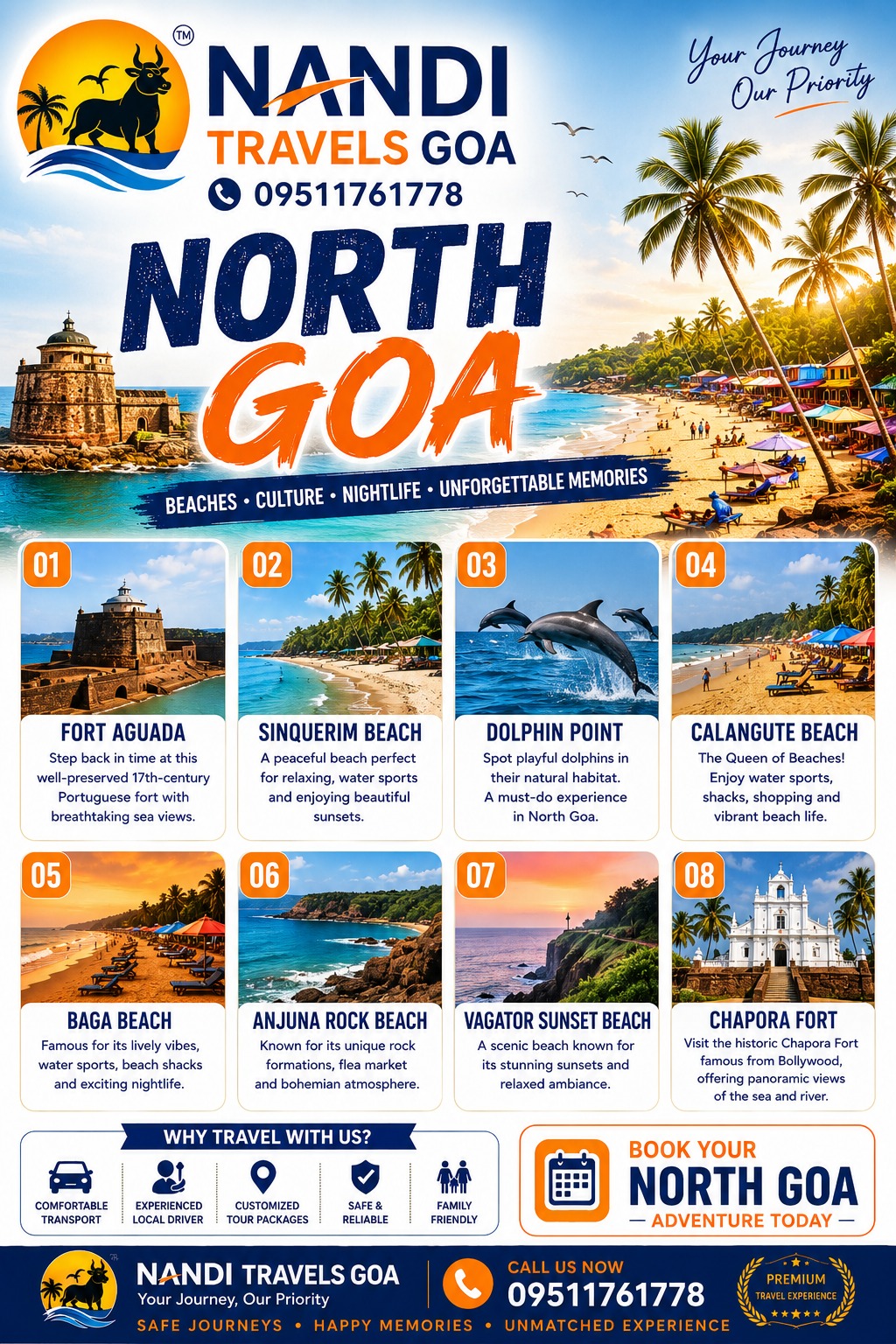 Nandi Travels Goa - North Goa Full Day Tour Package Poster